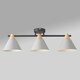 image 3 of ValueLights Scandi 3 Way Matte Black And Wood Ceiling Light Fitting With Grey Cone Shades