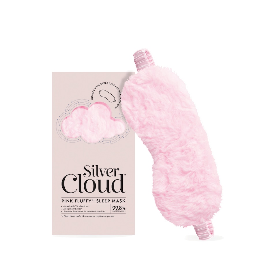 image 1 of Silver Cloud Silver Ion Satin Pink Fluffy Eye Mask & Pink Pillowcase