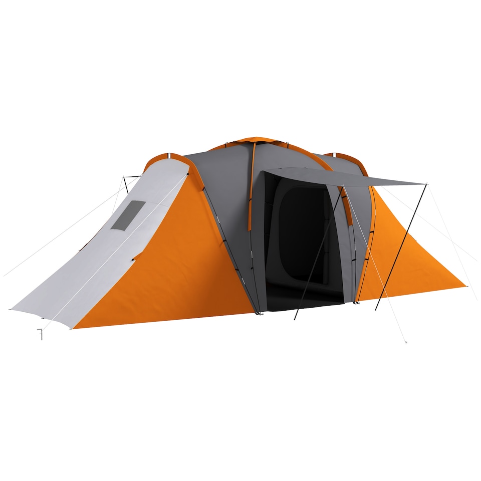 image 1 of Outsunny 4-6 Man Camping Tent with 2 Bedroom and Living Area