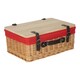 image 2 of 36cm Buff Red Lined Willow Empty Picnic Basket with Pinewood Lid | Brown | Red | S | 1