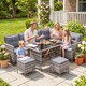image 8 of Outsunny 6 PCs Patio wicker Sofa Set Rattan Chair Furniture w/ Glass & Cushioned