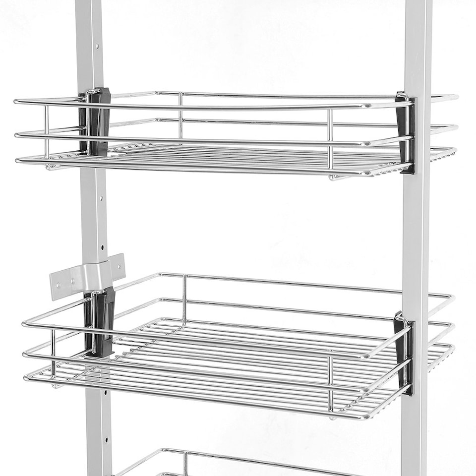 image 1 of Living and Home Tall and Narrow 6-Tier Metal Kitchen Pull-out Kitchen Cabinet Basket Shelf, Silver