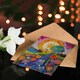 image 4 of Colourful Hippy Folk Art Flowers Sun Trees Landscape Greeting Card