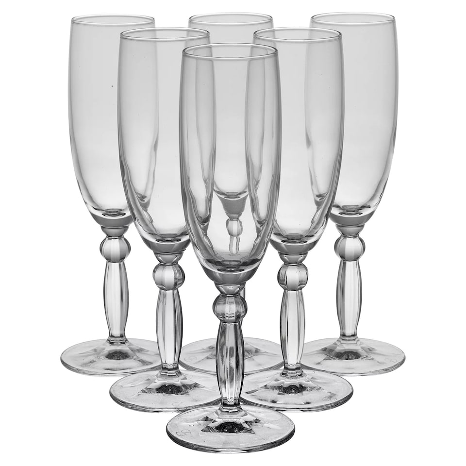 image 1 of Champagne Drinking Flutes Stemmed 6 Set Cocktail Glasses Dinner Party