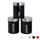 image 1 of Harbour Housewares Black Round Metal Kitchen Tea Coffee Sugar Canisters Kitchen Caddy Kitchen Storage Containers Canister