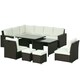 image 9 of Outsunny 10-Seater Sofa Sectional w/ Cushioned Seat, Footstools and Glass Table