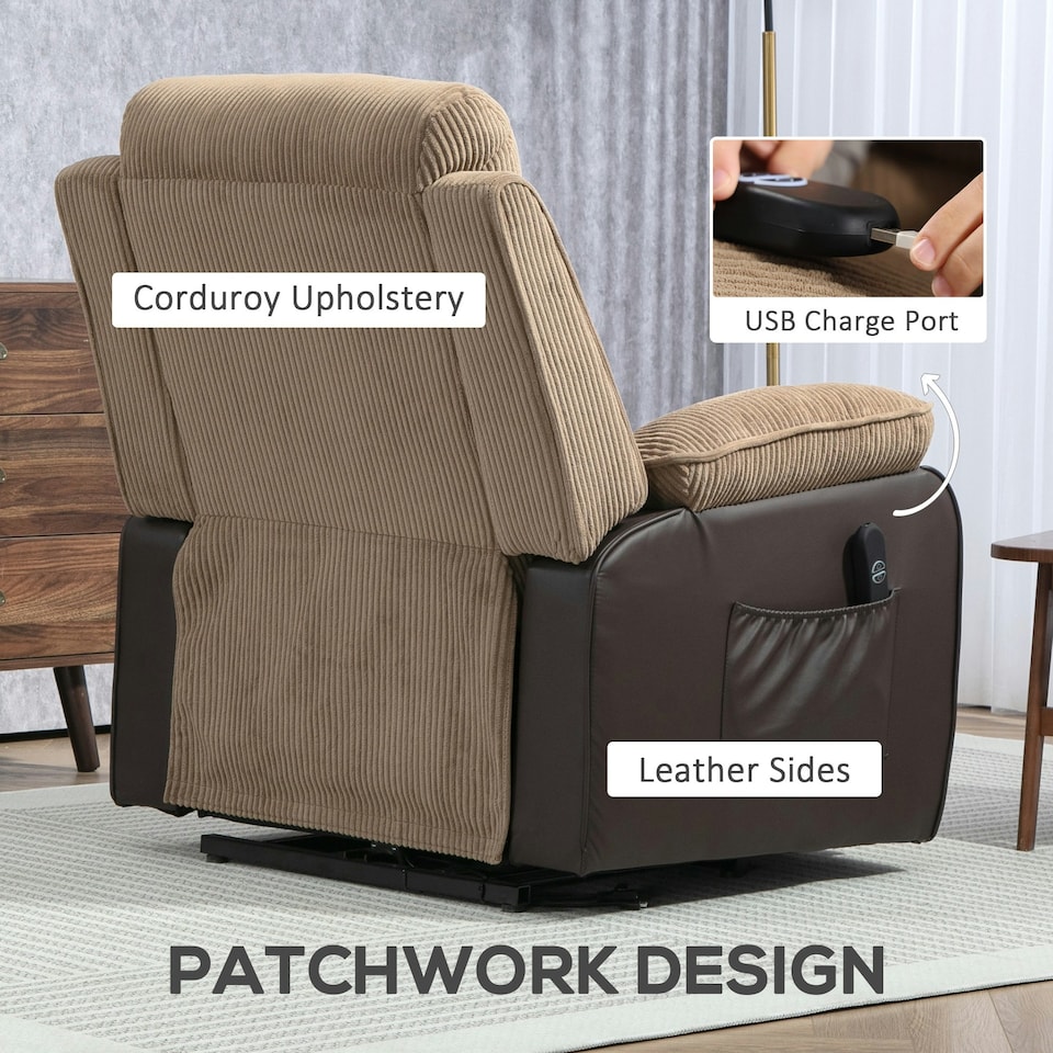 image 1 of HOMCOM Power Lift Riser and Recliner Chair with Remote Control, Brown Brown