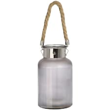 Hill Interiors Decorative Frosted Glass Jar With Rope Detail - Grey - Tall