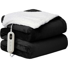 Neo Black Electric Heated Throw Over Blanket - Reversible | Black
