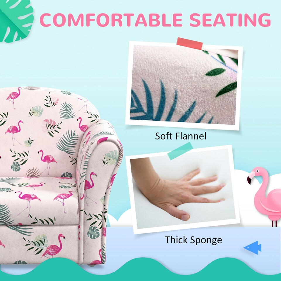 image 1 of AIYAPLAY Kids Armchair Toddler Sofa Chair Bedroom Playroom, Flamingo Blue