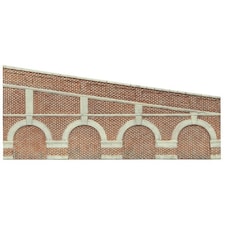 Hornby Mid Stepped Arched Retaining Walls X2 (Red Brick)