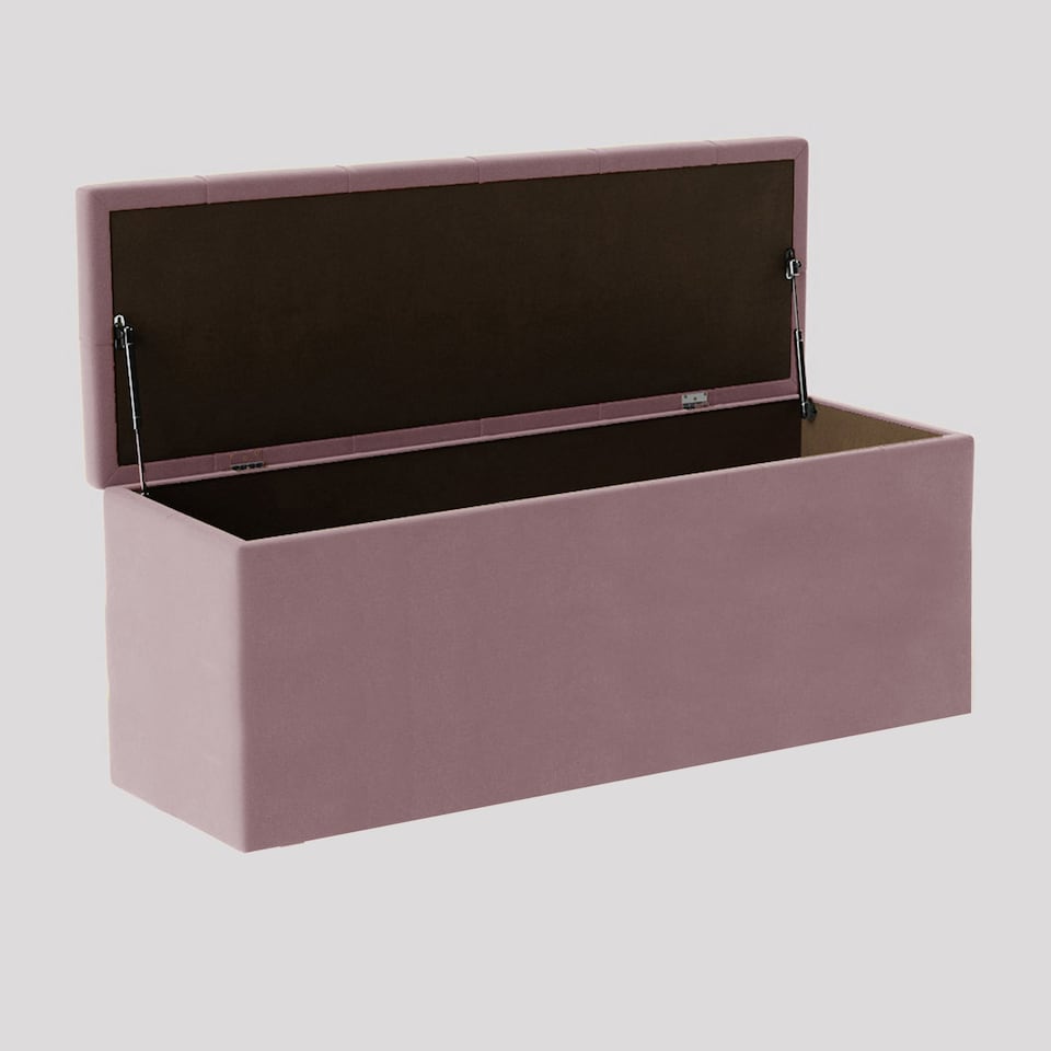 image 1 of 180cm Luna Chesterfield Ottoman Storage Box - Pink Plush Velvet Upholstered Blanket Box