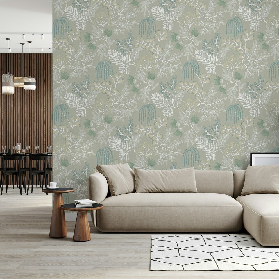 image 1 of Superfresco Easy Richmond Sage Trees Wallpaper Green | Green