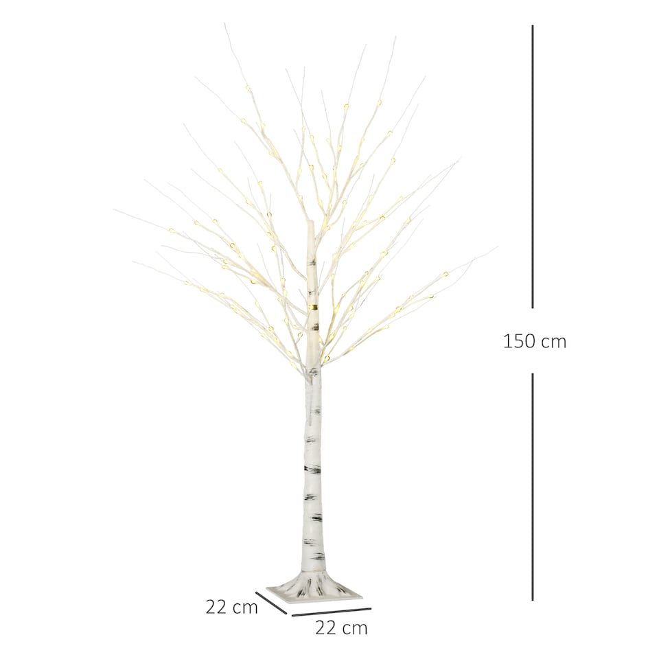 image 1 of HOMCOM 5ft Artificial White Birch Tree Light with Warm White PreLit LED Light for Indoor and Covered Outdoor Use