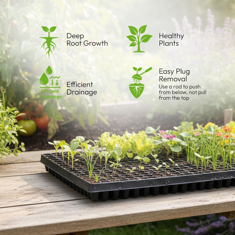 image 1 of 390 Cell Plug Trays Seedling Propagation Trays with Drainage Holes Pack of 8