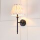 image 4 of Lille Matt Black Wall Light with Neutral Print Fabric Ikat Shade 20cm B22