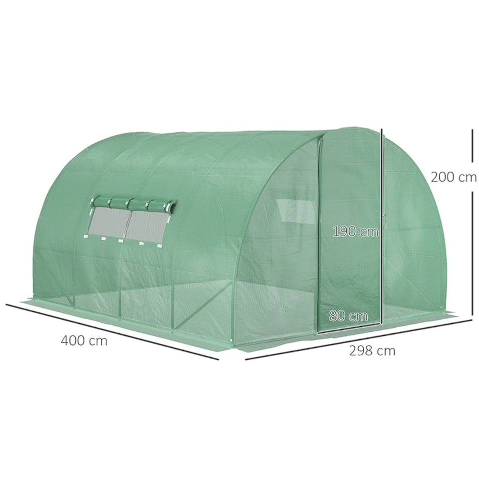 image 1 of Outsunny 4 x 3M Walk-in Garden Polytunnel Greenhouse Galvanised Steel W/ Door