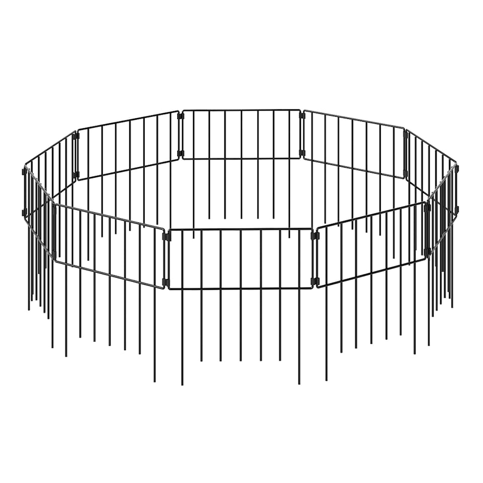 image 1 of Levede 10 Pack Metal Garden Fence Decorative Animal Barrier Outdoor Pet Border | Black