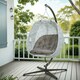 image 8 of Outsunny Hanging Egg Chair Indoor Swing Chair, Folding Basket, Sand | Multi | One Size