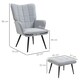image 3 of HOMCOM Living Room Chair with Footstool and Steel Legs, Light Grey