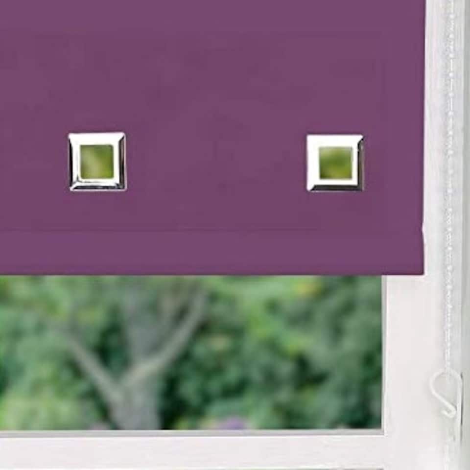 image 1 of 170cm Aubergine Square Eyelet Edge Roller Blind Purple | Purple