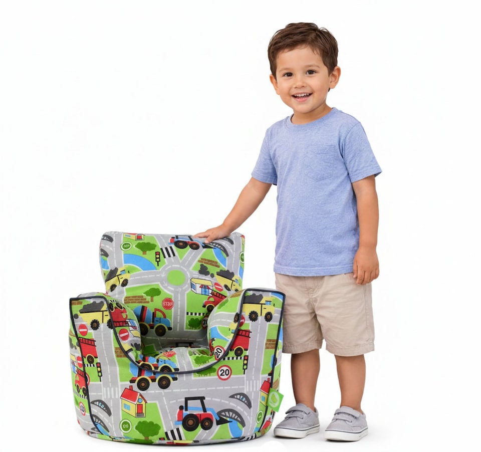 image 1 of Bean Lazy Road Map Bean Bag Armchair Toddler Size