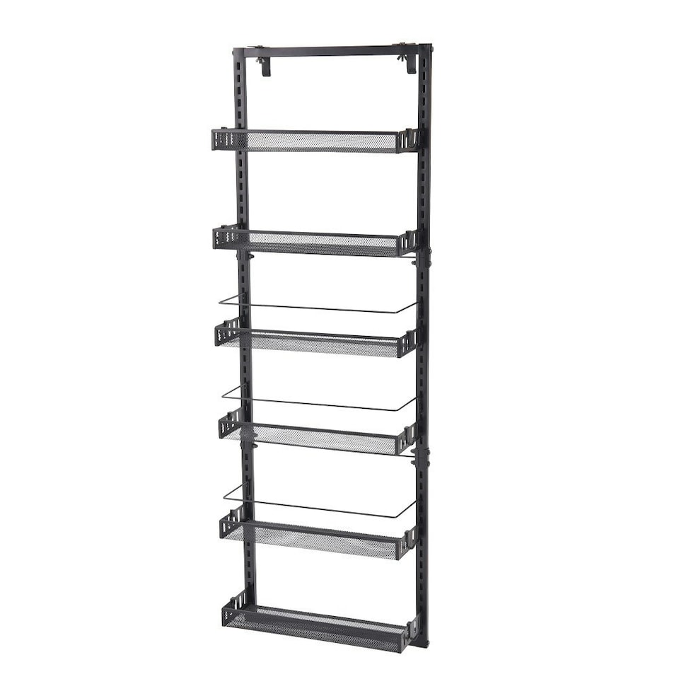 image 1 of Living and Home Black Steel Over-the-Door Kitchen Pantry Organiser