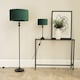 image 2 of ValueLights Maggie Black Candlestick Floor Lamp Green Velvet Shade | Black