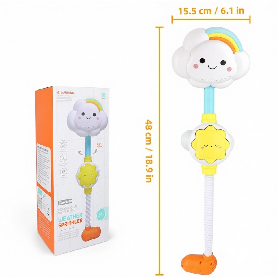 image 1 of Baby Shower Bath Toy Set - Cloud Sprinkler Faucet with Foldable Bathtub Shower Head, Gentle Water Spray & Cartoon Fountain Toy - Fun Sensory Bath Play for Toddlers, Perfect Birthday & Christmas Gift