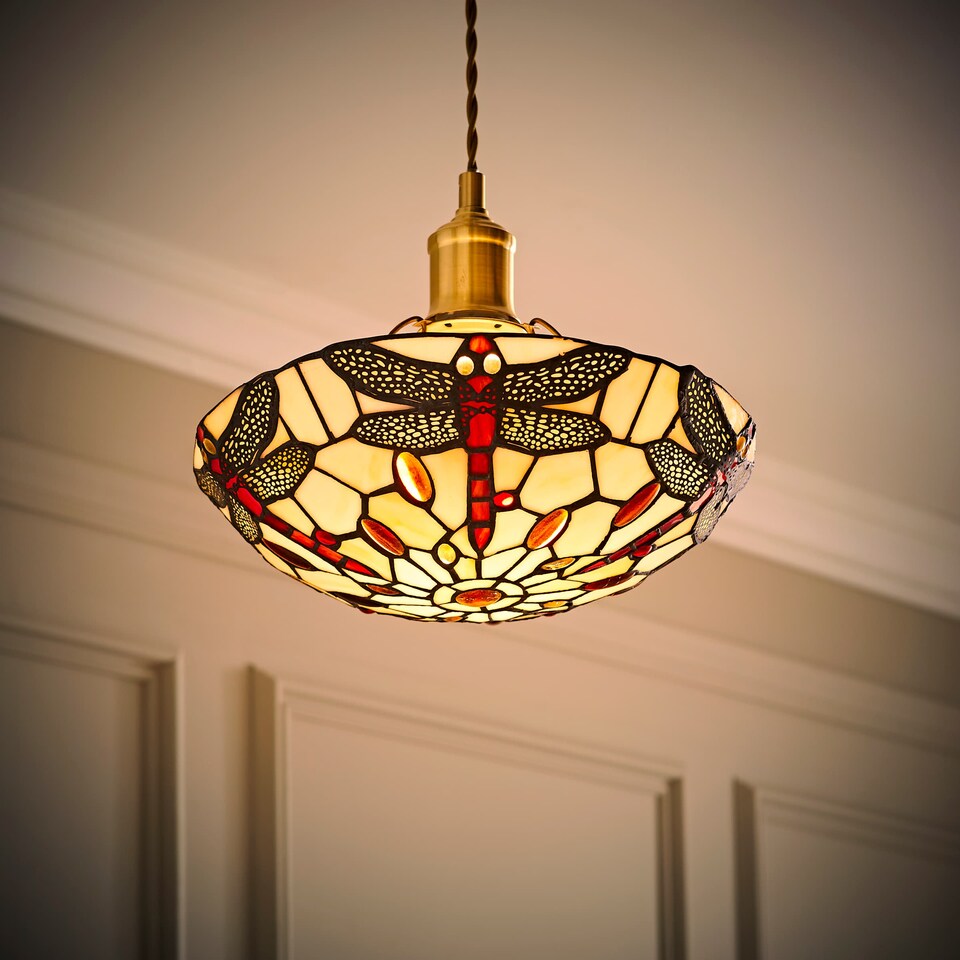 image 1 of ValueLights Tiffany Vintage Style Multicolour Ceiling Pendant Shade | Multi