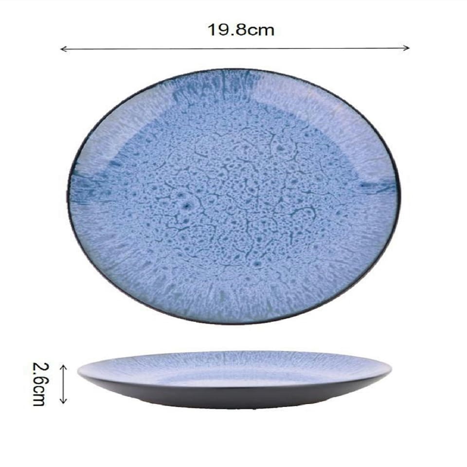 image 1 of 12pc Reactive Glaze Blue Dinner Set