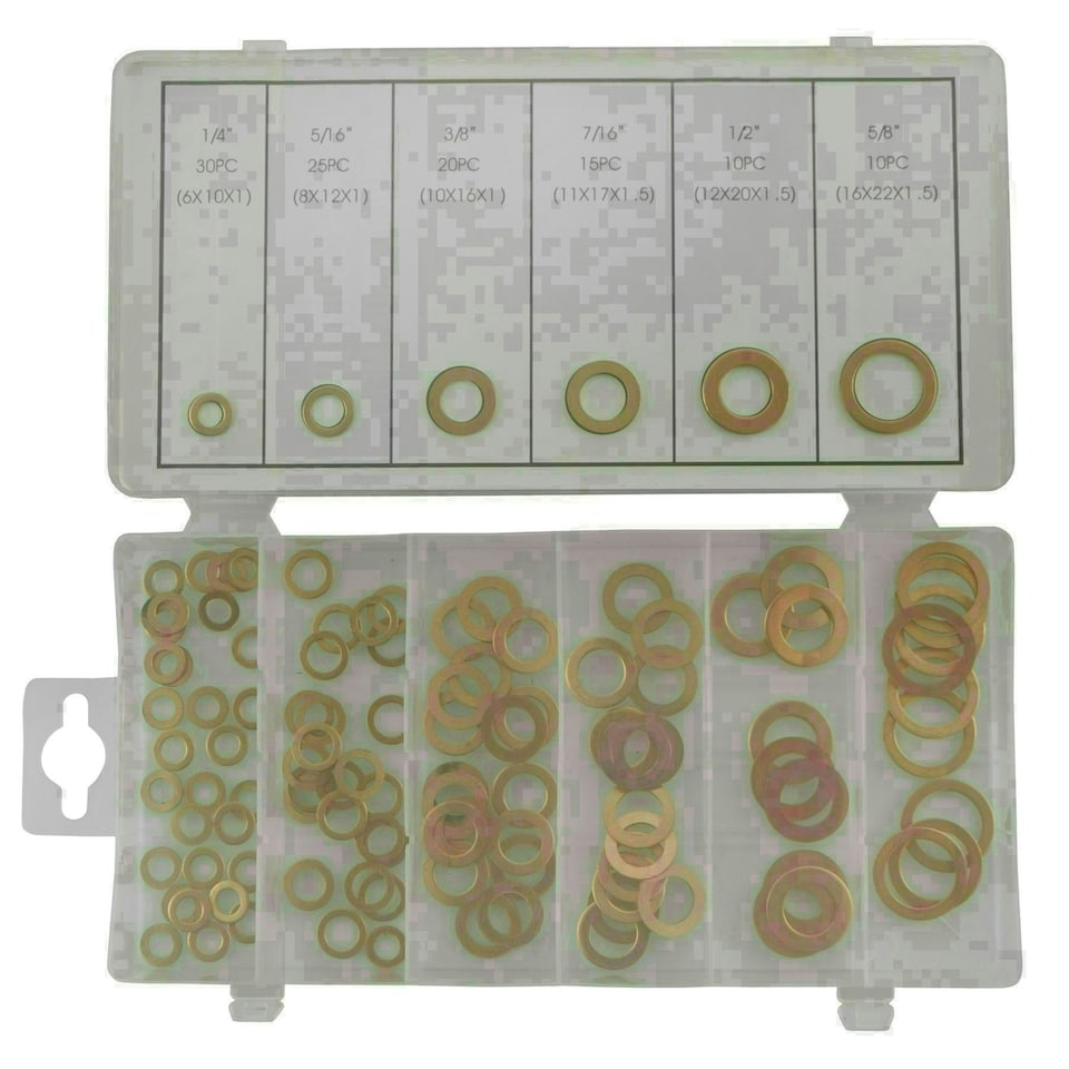 image 1 of Solid Copper Washers Sump Plug Engine Washer Set Imp Metric M6 to M16 110pc