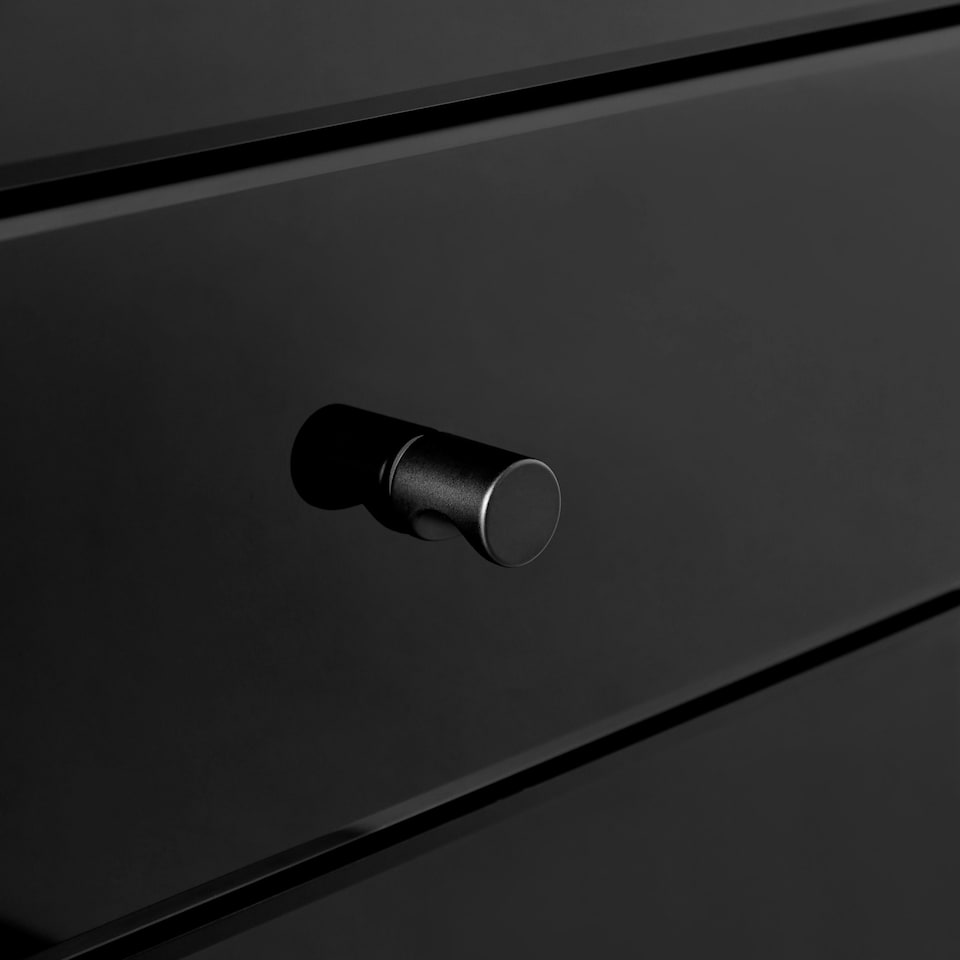 image 1 of Furniturebox Lexi Large Black Mirrored Bedside Table with 3 Drawers