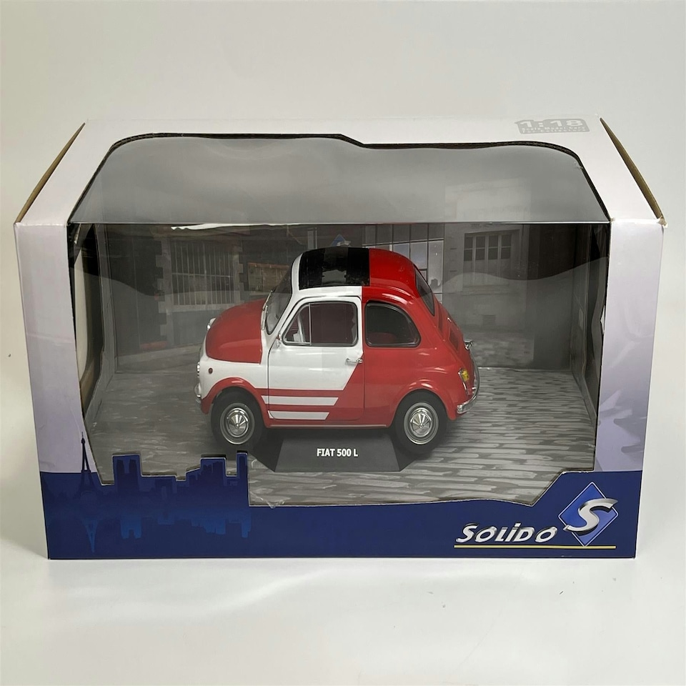 image 1 of Fiat 500 L Robe Di Kappa White Red 1965 1:18 Scale Solido 1801408
