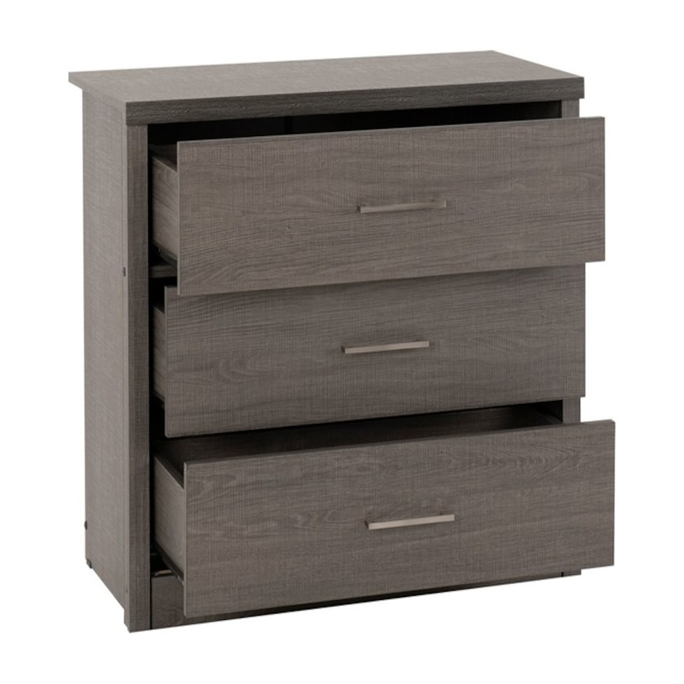 image 1 of Lisbon 3 Drawer Chest - L40 x W80.5 x H72 cm - Black Wood Grain