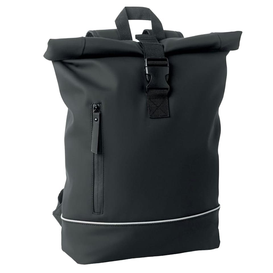 image 1 of MidOcean Laptosa Roll Top PU Laptop Backpack - Black - One Size Black