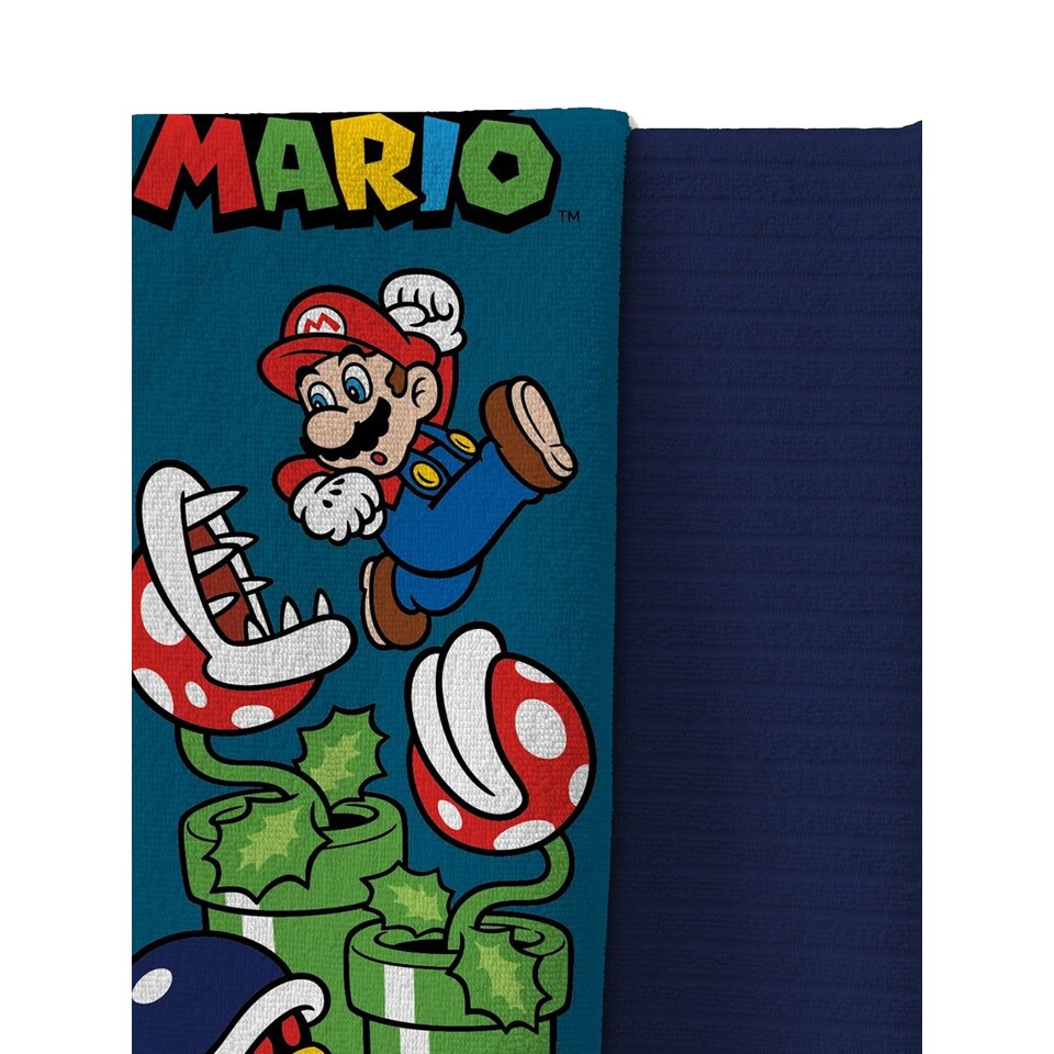 image 1 of Super Mario Jumping Cotton Beach Towel | Blue | Blue/Multicoloured | One size | 1