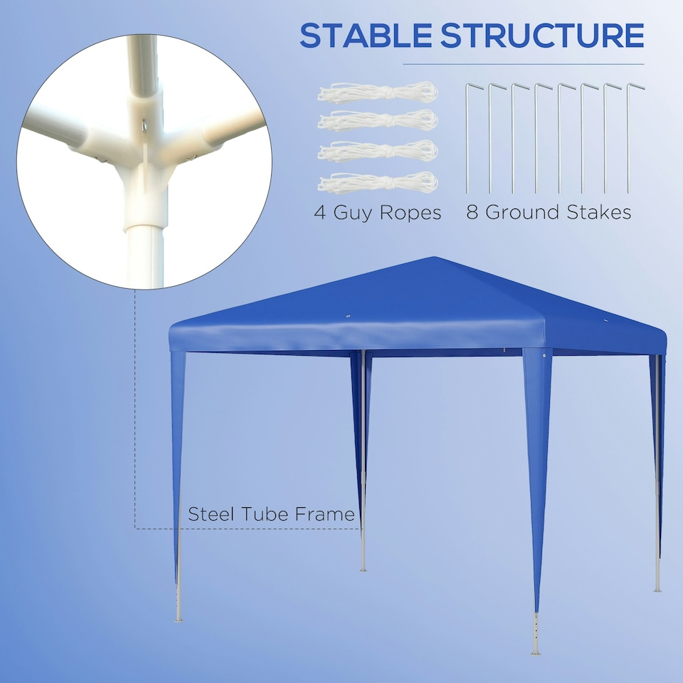 image 1 of Outsunny Garden Gazebo Marquee Party Tent Wedding Canopy Patio Blue 2.7 x 2.7m