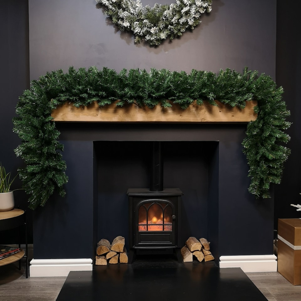 image 1 of 2.7m (9ft) x 38cm Premier Luxury Extra Bushy Plain Green Christmas Garland