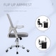 image 7 of Vinsetto Office Chair with Flip-up Armrest, Mid Back Desk Chair with Mesh Back, Lumbar Support, Adjustable Height, Swivel Wheels for Home, Grey