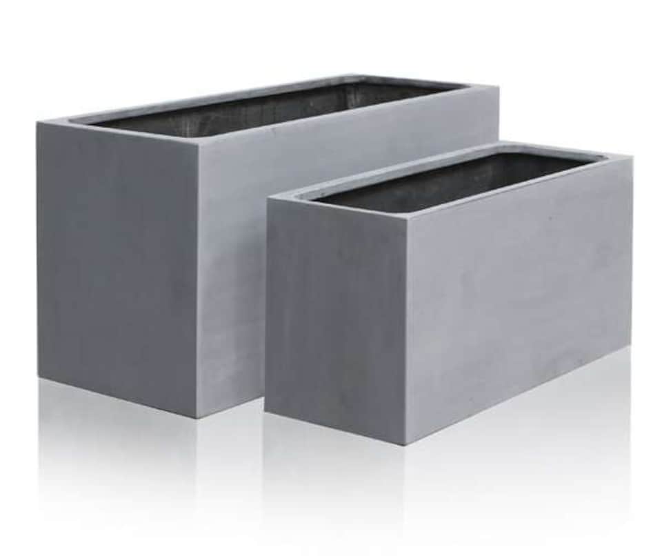 image 1 of Primrose Polystone Large Grey Outdoor Patio Rectangle Trough Planter 100cm