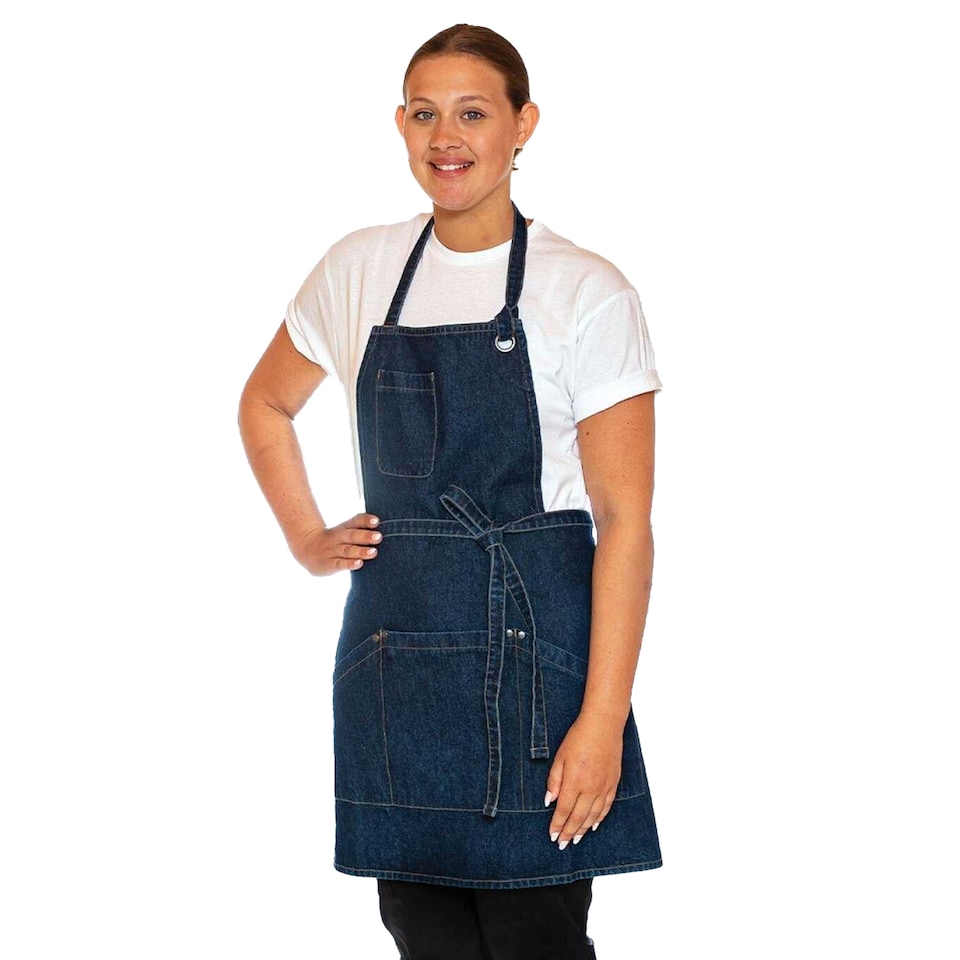 image 1 of Dennys Unisex Adult Le Chef Apron | Blue | Washed Indigo | One Size | 1