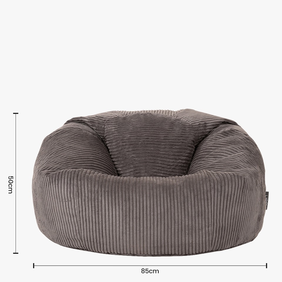 image 1 of Kingston Cord Adults Bean Bag Chair and Pouffe, Ready Filled Beanbag and Footstool Charcoal Grey | Grey | Charcoal Grey | 2