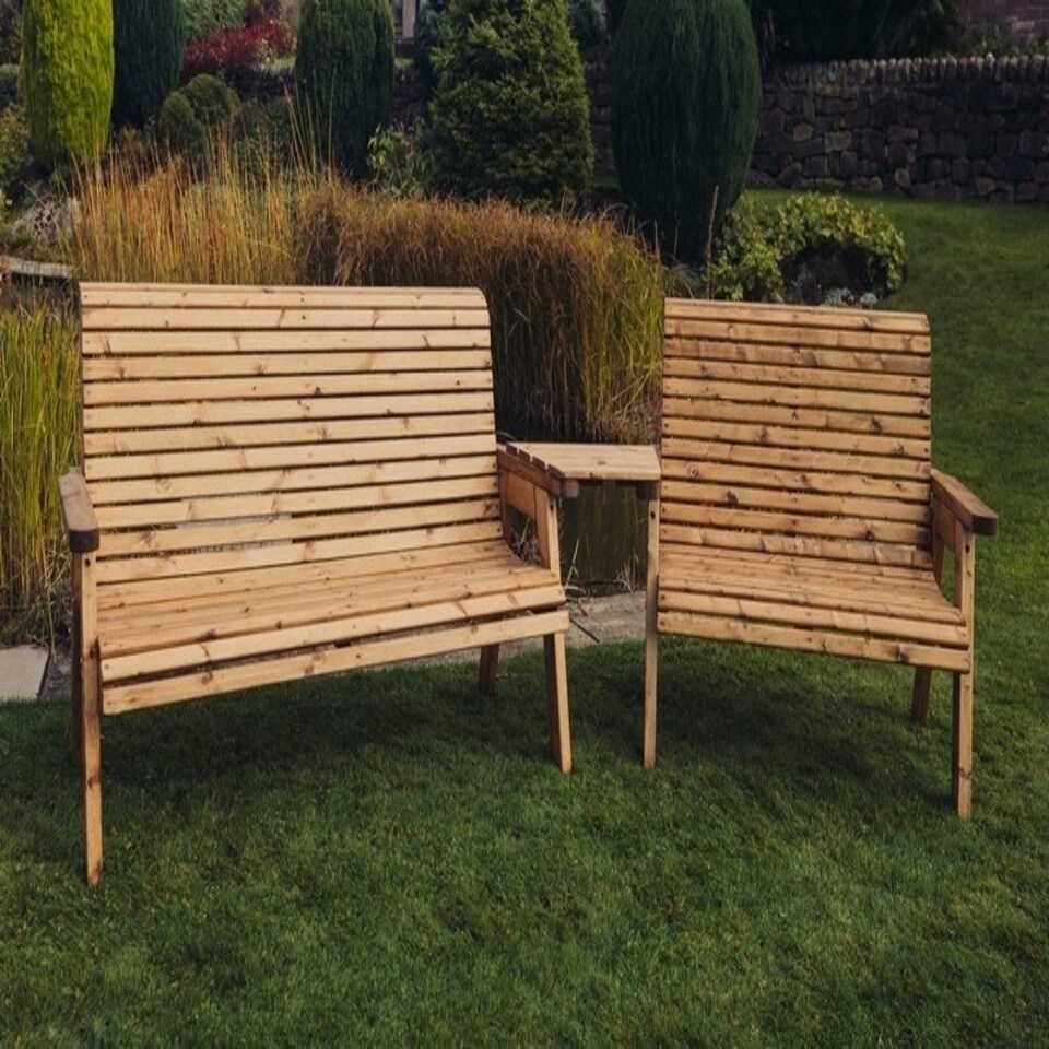 image 1 of Valley 5 Seat Set 1X2B 1X3B Angled Tray - Timber - L100 x W215 x H95 cm - Garden Furniture - Fully Assembled