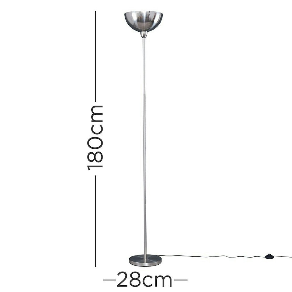 image 1 of ValueLights Forseti Brushed Silver Floor Lamp & Bulb | Silver