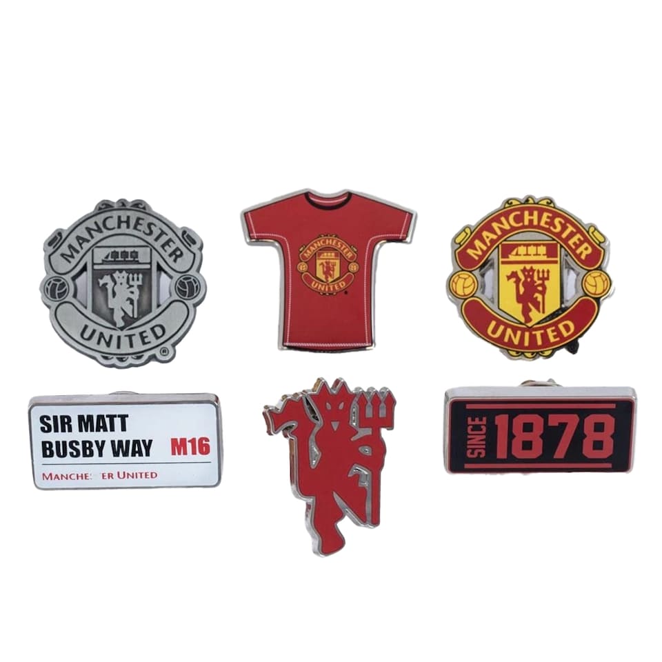 image 1 of Manchester United FC Alloy Badge Set (Pack of 6) | Multi | Multicoloured | One Size | 1