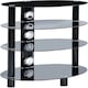 image 6 of Centurion Supports HALIGON 4-Shelf Oval Premium Gloss Black Glass with Black Legs AV Rack Black