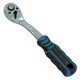 image 1 of 3/8in Drive Ratchet with Curved Rubber Grip Handle 90 Teeth Quick Release