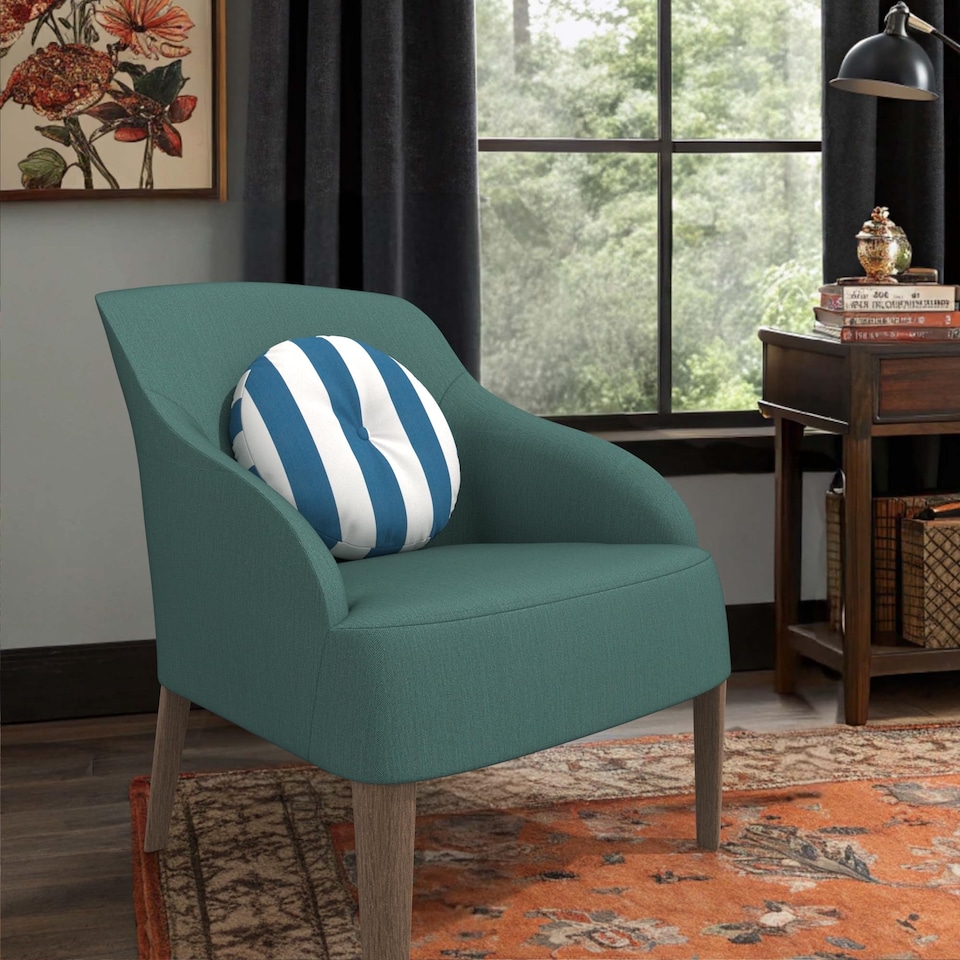 image 1 of Covers&All Sunbrella Round Tufted Seat Cushion, Outdoor Indoor Patio Chair Cushions with Button Accent, 16 x 3, Cabana Regatta