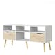 image 3 of Oslo TV Unit Wide 2 Drawers 4 Shelves in White and Oak
